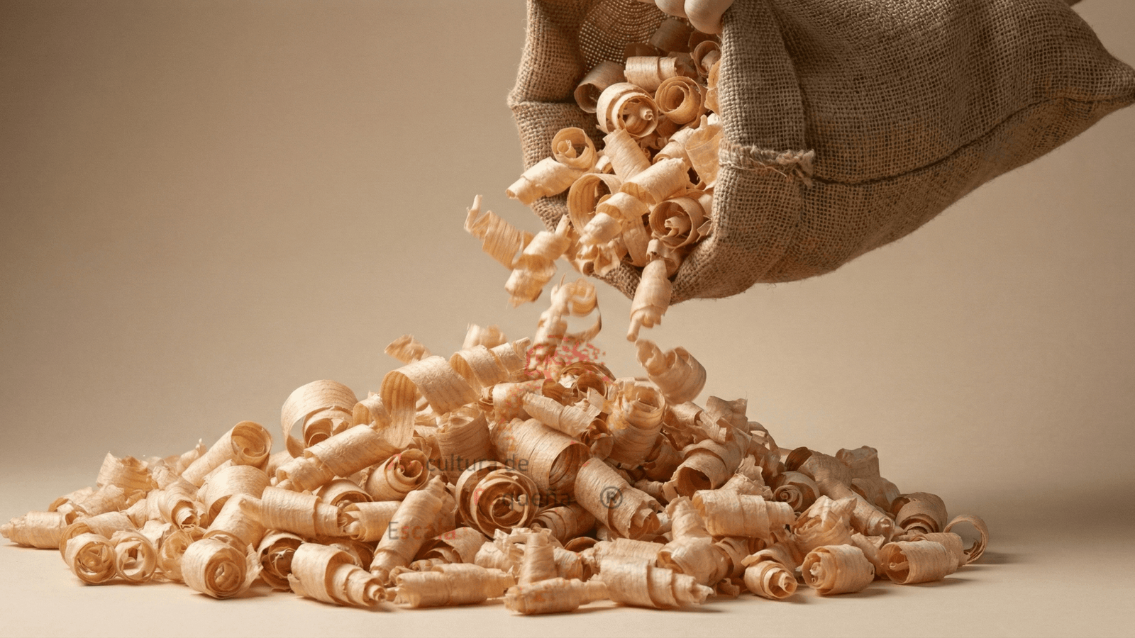 Primer plano de viruta de madera limpia y esponjosa