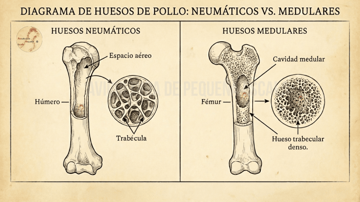 Comparativa de hueso neumático vs medular